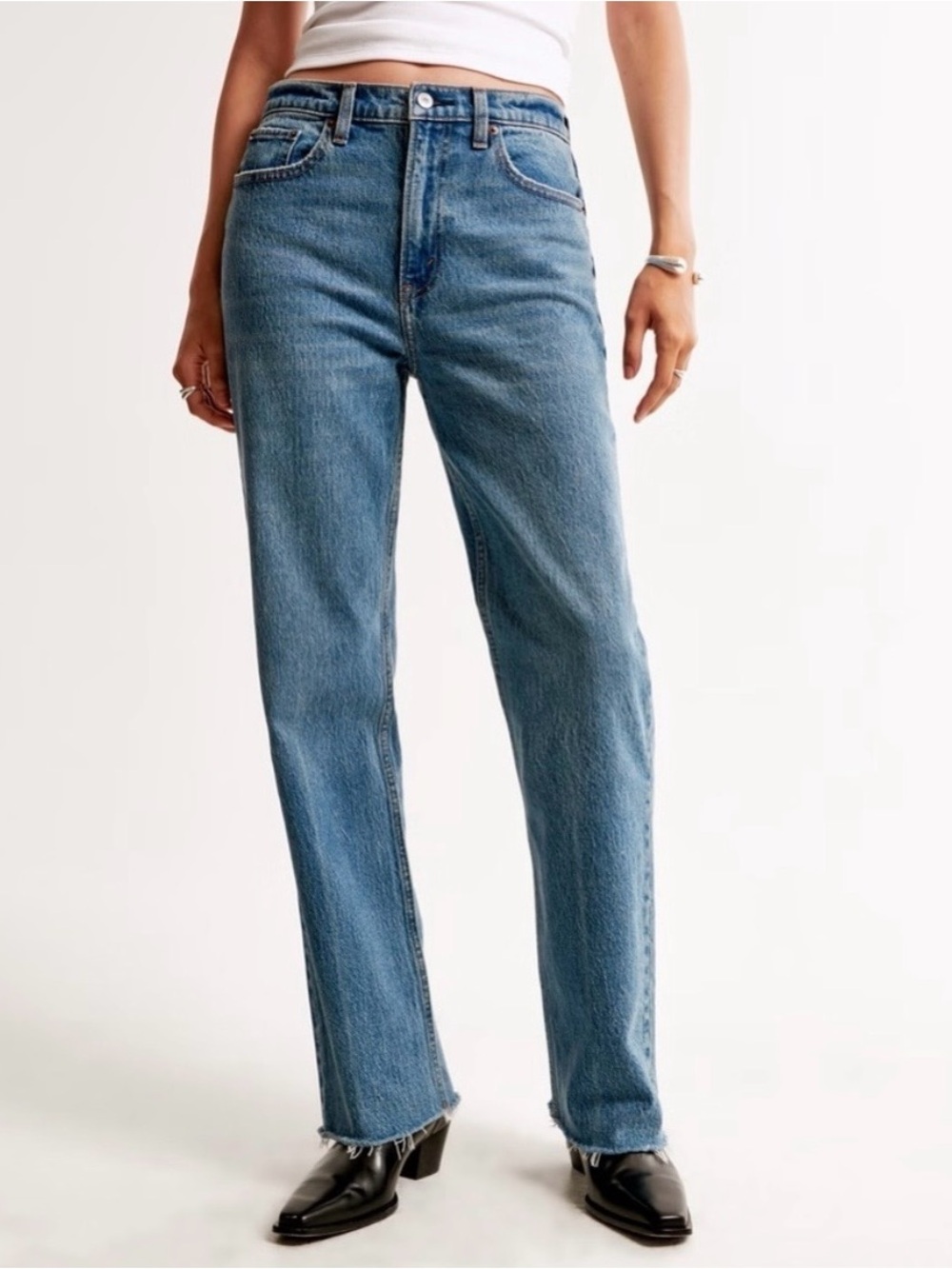 Abercrombie & Fitch The Vintage Straight High Rise Medium Wash Jeans